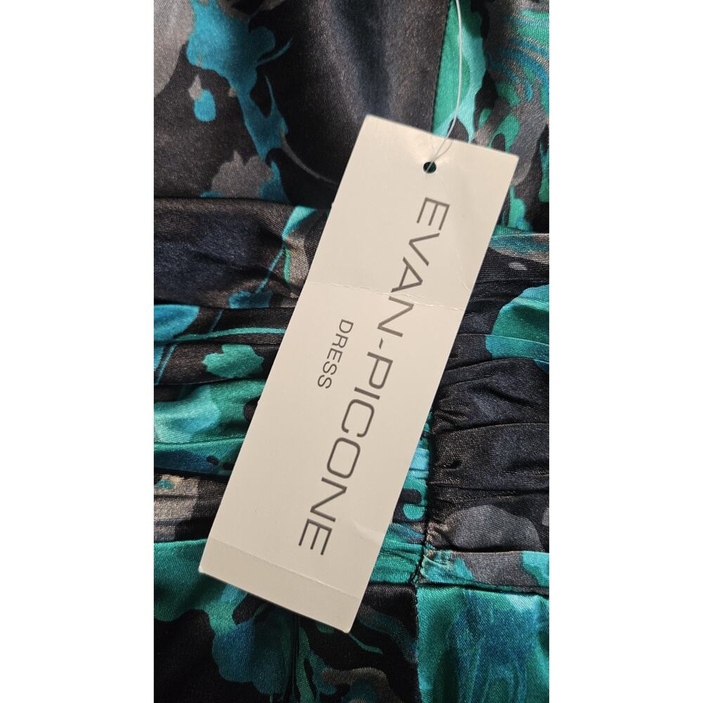 Evan Picone Dress V-Neck/Back Sleeveless Floral Ruching Back Zip Size 4 NEW READ - Picture 5 of 9